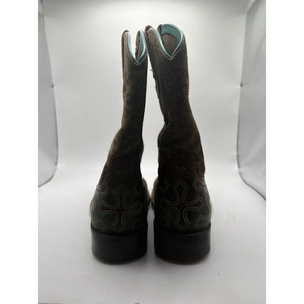 Ariat Crossroads Youth Size 12 Cowgirl Boots Leather Leopard Cheetah Cross